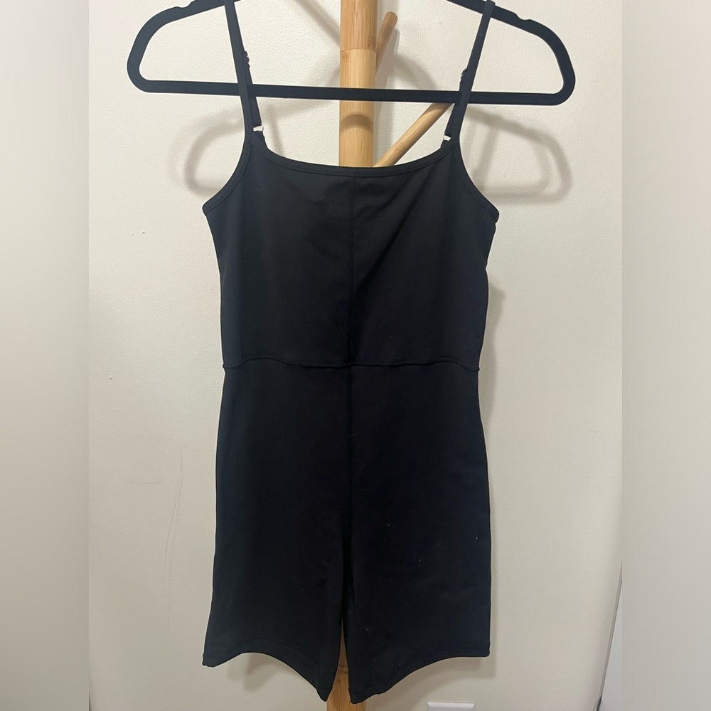 Black Spaghetti Strap Shorts One Piece